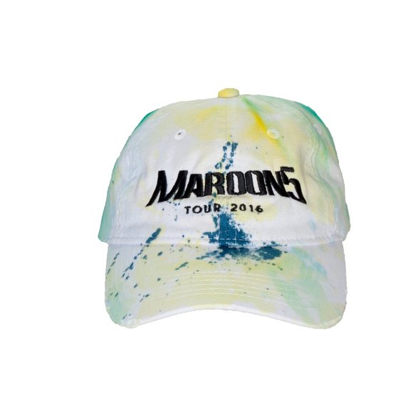 Port and Company Accessories - Maroon 5 Hat Womens One Size White Distressed Dyed 2016 Tour Cap
